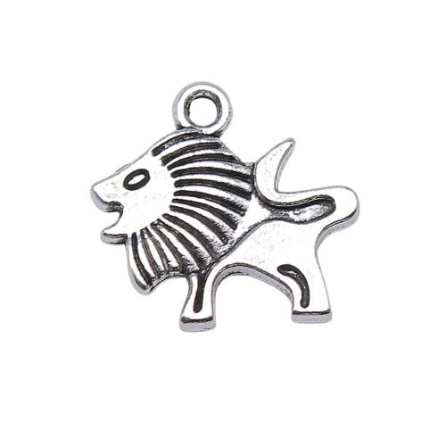 Colgantes Animales de Aleación de Zinc, León, chapado en color de plata antigua, Bricolaje, 16x15mm, Vendido por UD