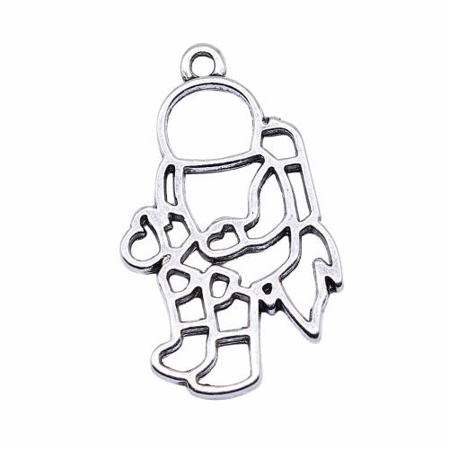 Zinc Alloy Hollow Pendants, Astronaut, antique silver color plated, DIY [