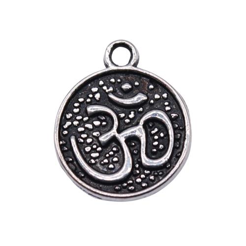 Zinc Alloy Flat Round Pendants, antique silver color plated, DIY [