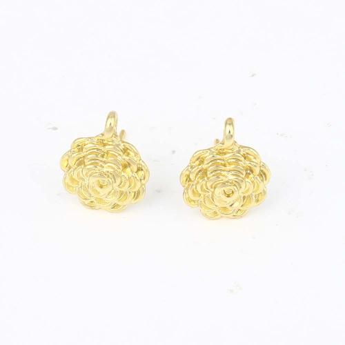 Brass Earring Stud Component, Flower, gold color plated, DIY & for woman [