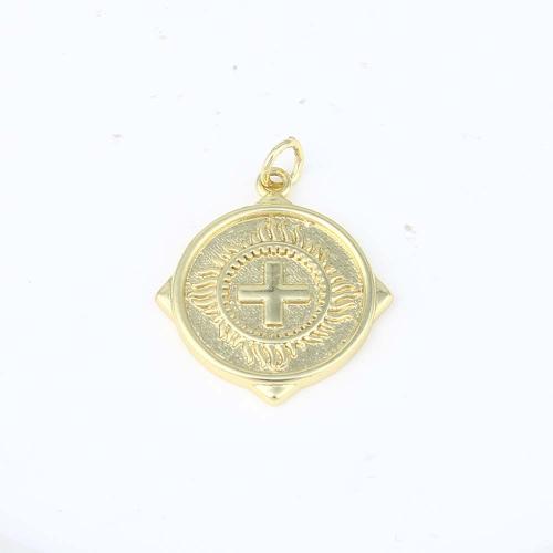 Brass Jewelry Pendants, Round, gold color plated, DIY 