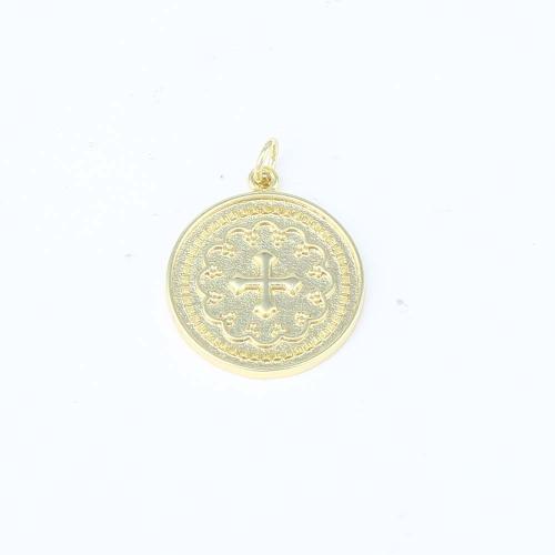 Brass Jewelry Pendants, Round, gold color plated, DIY 