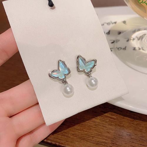 Resin Zinc Alloy Earring, with Resin & Plastic Pearl, plated, fashion jewelry [