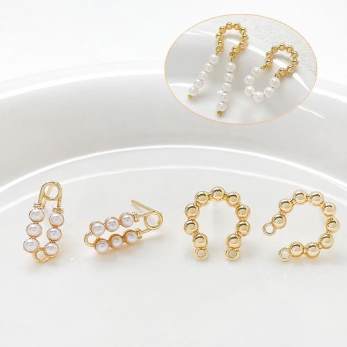 Brass Earring Stud Component, gold color plated, DIY golden [