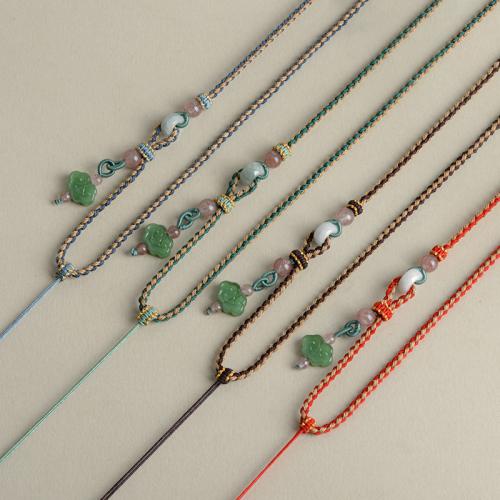 Polyester Necklace Cord, with Gemstone & White Agate & Strawberry Quartz, handmade, DIY Approx 64 cm 