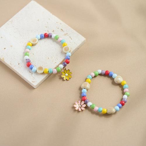 Porcelain Bracelet, with Zinc Alloy, Daisy, handmade, fashion jewelry & for woman & enamel Approx 6-8 Inch 