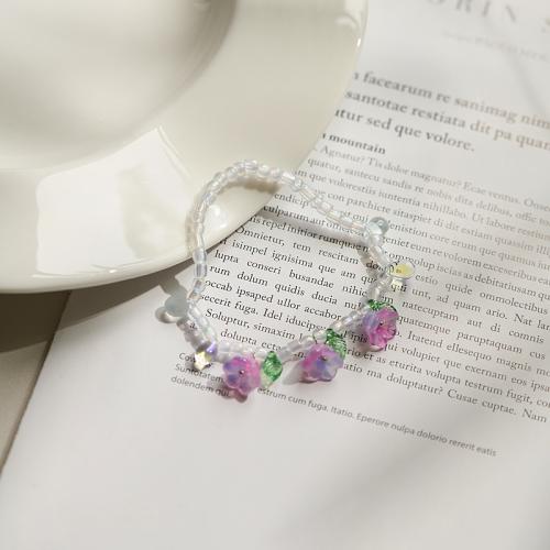 cristal bracelet, avec Seedbead, fleur, fait à la main, bijoux de mode & pour femme, plus de couleurs à choisir Environ 6-8 pouce, Vendu par PC