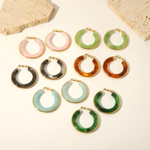 Resin Drop Earring, 304 Stainless Steel, with Resin, fashion jewelry & for woman 