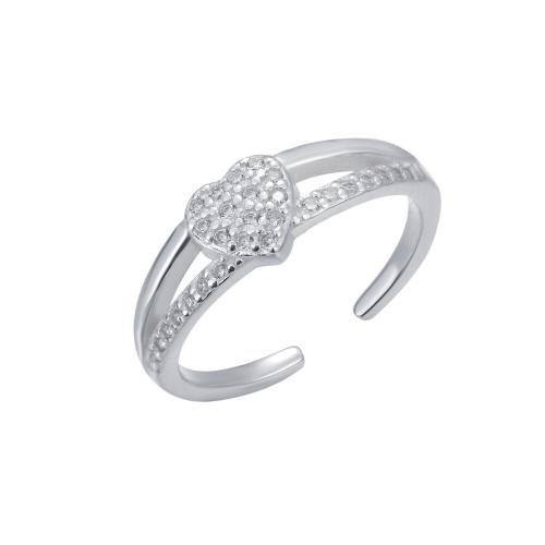 Argent sterling 925 Bague d'orteil, coeur, bijoux de mode & pavé de micro zircon & pour femme, Vendu par PC