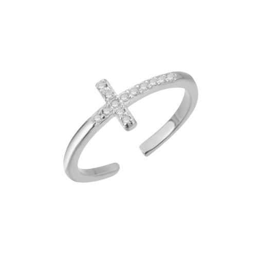 Argent sterling 925 Bague d'orteil, croix, bijoux de mode & pavé de micro zircon & pour femme, Vendu par PC