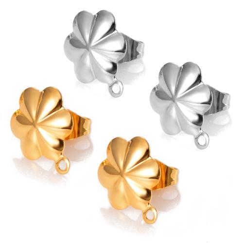 Stainless Steel Earring Stud Component, 304 Stainless Steel, Flower, plated, DIY [