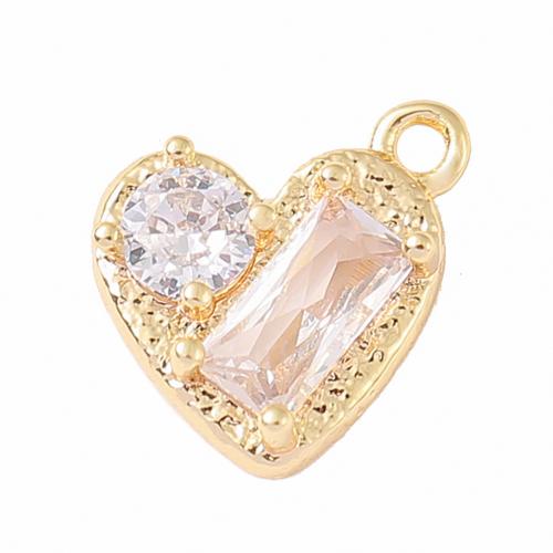 Colgante de Micro Pavé de Zirconía Cúbica, metal, Corazón, chapado en oro real, Bricolaje & micro arcilla de zirconia cúbica, más colores para la opción, Vendido por UD