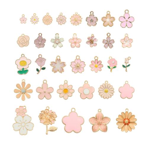 Zinc Alloy Enamel Pendants, petals, plated, DIY 