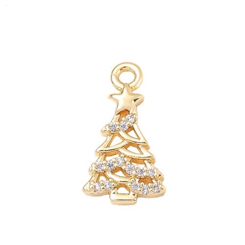 Colgante de Micro Pavé de Zirconía Cúbica, metal, Árbol de Navidad, chapado en oro real, Bricolaje & micro arcilla de zirconia cúbica, más colores para la opción, Vendido por UD