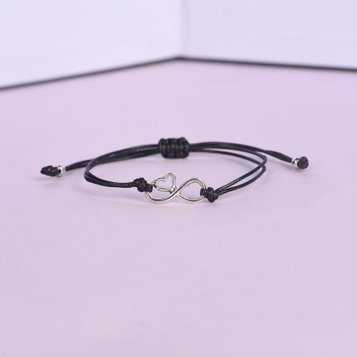 Zinklegierung Armband-Set, mit Wachsschnur, 2 Stück & unisex, Silberfarbe, Länge:16 cm, verkauft von setzen