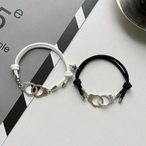 aleación de zinc Pulsera de pareja, con Cordón de Milán, hecho a mano, 2 piezas & unisexo, en blanco y negro, longitud:16 cm, 12Setsset/Grupo, Vendido por Grupo[