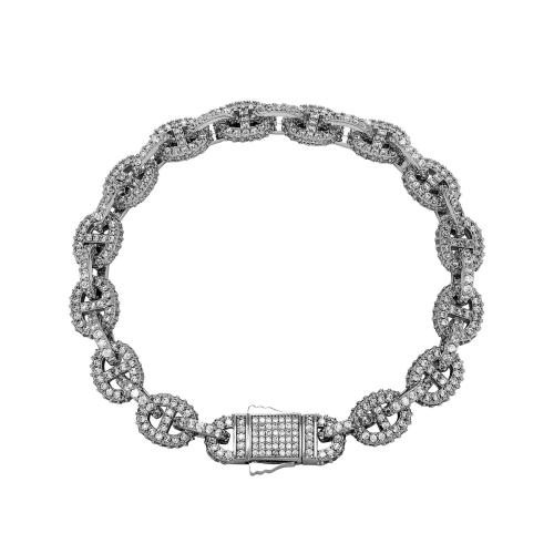 Brass Bracelet and Necklace, plated, Unisex & micro pave cubic zirconia 