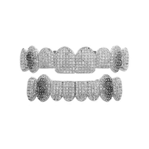 Messing Hip Hop Teeth Grillz, plattiert, unisex & verschiedene Stile für Wahl & Micro pave Zirkonia, verkauft von PC