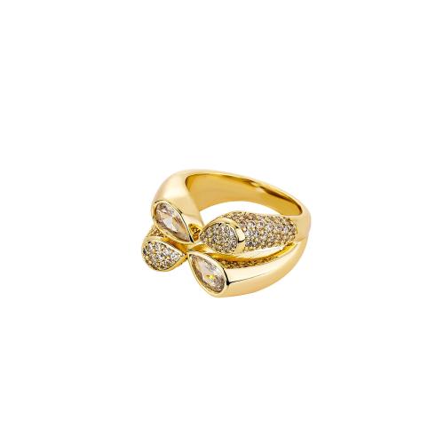 Brass Cuff Finger Ring, plated, Unisex & micro pave cubic zirconia 