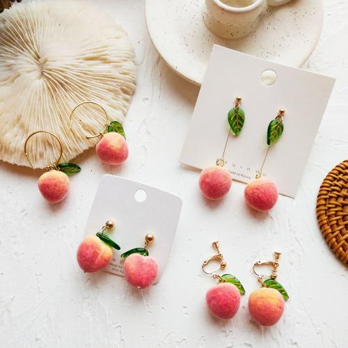 Zinc Alloy Drop Earring, with PE Foam, fashion jewelry & for woman, pink 