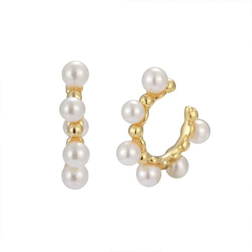 Argent sterling 925 Clip boucle d’oreille, avec Shell Pearl, bijoux de mode & pour femme, 15.5mm, Vendu par paire