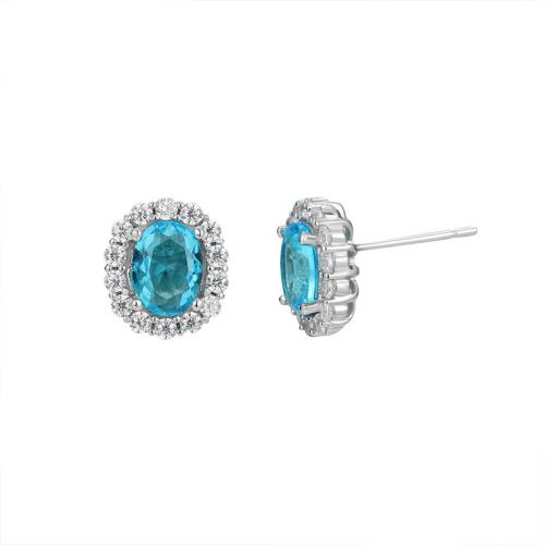 Silver Earring Zircon pavent Sterling, Argent sterling 925, bijoux de mode & pavé de micro zircon & pour femme Vendu par paire