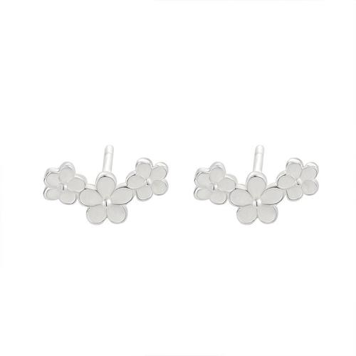 Sterling Silver Stud Earring, Argent sterling 925, fleur, bijoux de mode & pour femme, 9.9mm, Vendu par paire