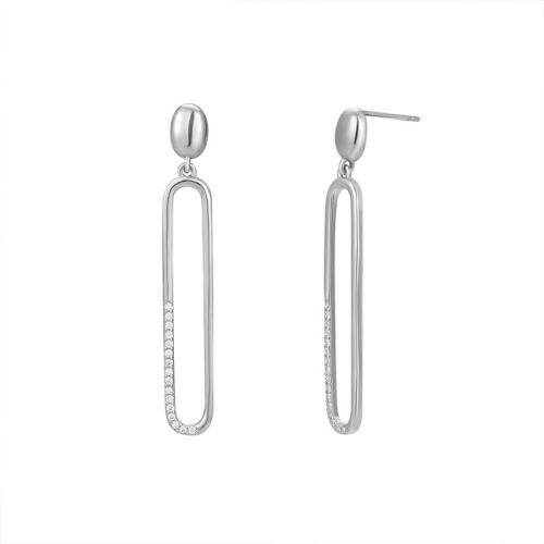 Silver Earring Zircon pavent Sterling, Argent sterling 925, bijoux de mode & pavé de micro zircon & pour femme Vendu par paire