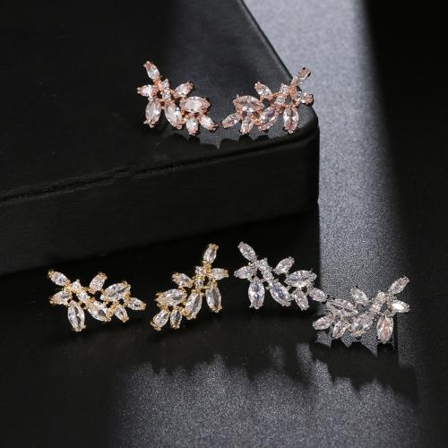 Cubic Zirconia Micro Pave Brass Earring, fashion jewelry & micro pave cubic zirconia & for woman 