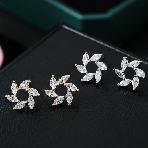 Cubic Zirconia Micro Pave Brass Earring, fashion jewelry & micro pave cubic zirconia & for woman 