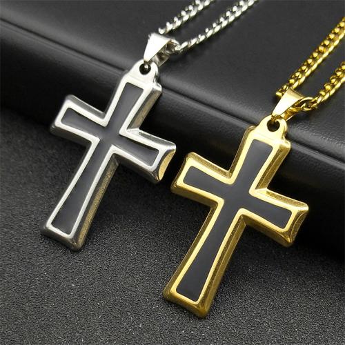 Stainless Steel Jewelry Necklace, 304 Stainless Steel, Cross, fashion jewelry & Unisex & enamel Approx 60 cm 