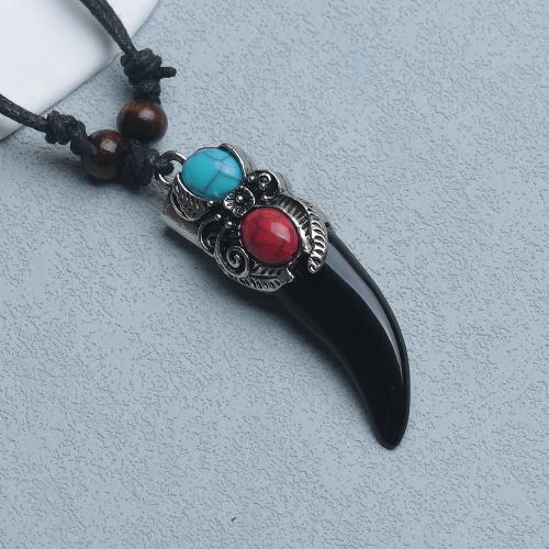 Acrylic Necklace, Wax Cord, with Zinc Alloy & Acrylic, Oval, handmade, Adjustable & fashion jewelry & for man Approx 40-80 cm 