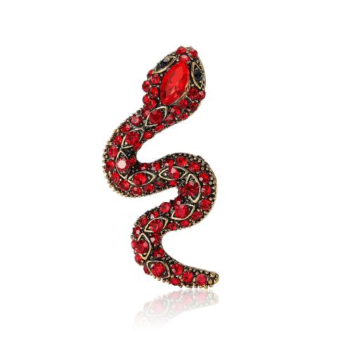 Broche de diamantes de imitación de la aleación de Zinc, Serpiente, chapado, unisexo & con diamantes de imitación, más colores para la opción, 27x39mm, Vendido por UD