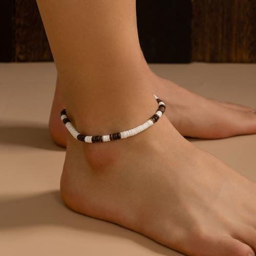 Fashion Jewelry Anklet, coquille, avec bois, avec 5cm chaînes de rallonge, bijoux de mode, couleurs mélangées cm, Vendu par PC