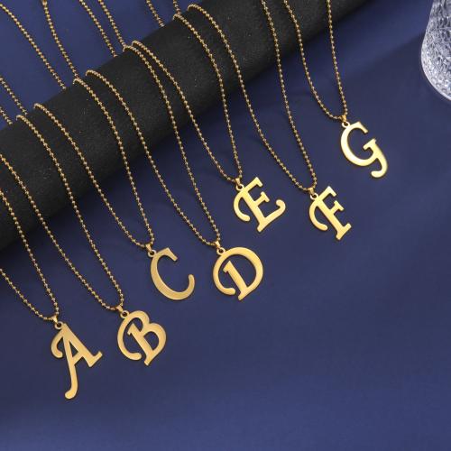 Edelstahl Schmuck Halskette, 304 Edelstahl, mit Titanstahl, Alphabet-Buchstabe, plattiert, Modeschmuck & unisex, Goldfarbe, Länge:60 cm, verkauft von PC