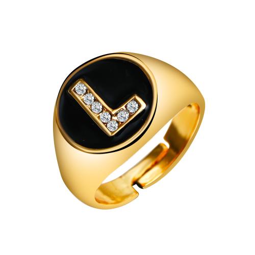 Cubic Zirconia Micro Pave Brass Finger Ring, fashion jewelry & Unisex & micro pave cubic zirconia & enamel, gold 