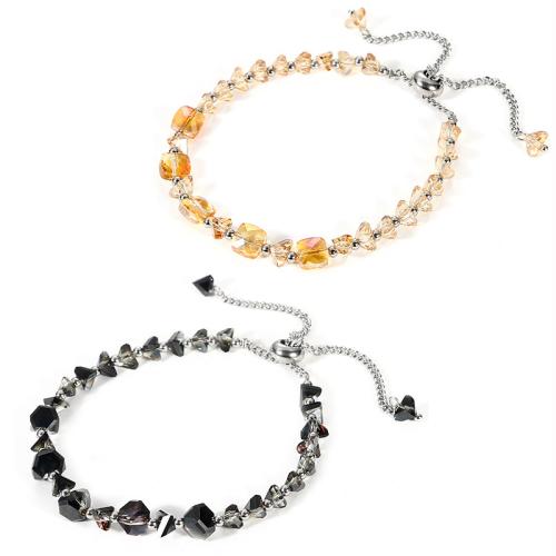 Bracelets de cristal, Acier inoxydable 304, avec cristal, bijoux de mode & pour femme, plus de couleurs à choisir Environ 16-26 cm, Vendu par PC[