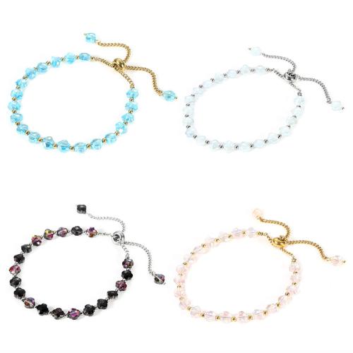 Bracelets de cristal, Acier inoxydable 304, avec cristal, bijoux de mode & pour femme, plus de couleurs à choisir Environ 16-26 cm, Vendu par PC[