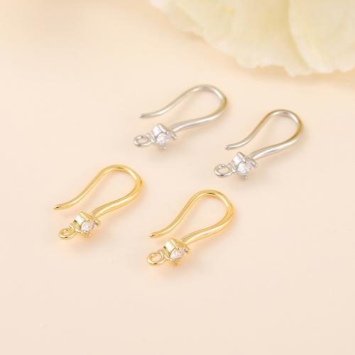 Brass Hook Earwire, real gold plated, DIY & micro pave cubic zirconia 