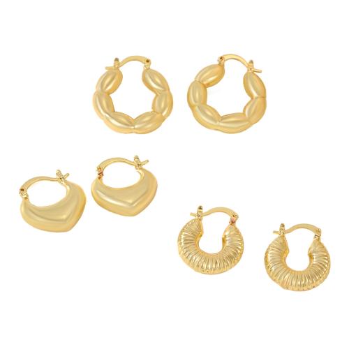 Boucle d'oreille en goutte de laiton, Plaqué d'or, styles différents pour le choix & pour femme, doré, Vendu par paire[