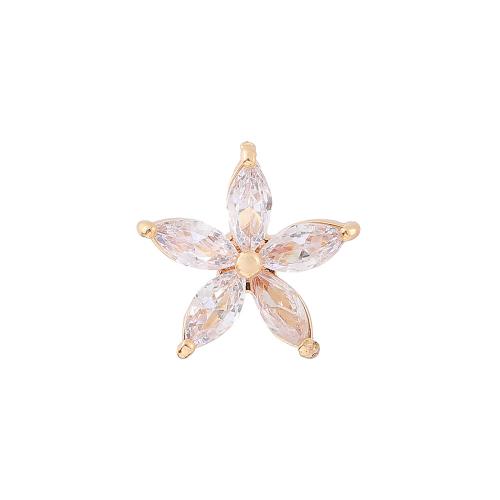 Cubic Zircon Brass Earring, petals, real gold plated, micro pave cubic zirconia & for woman 