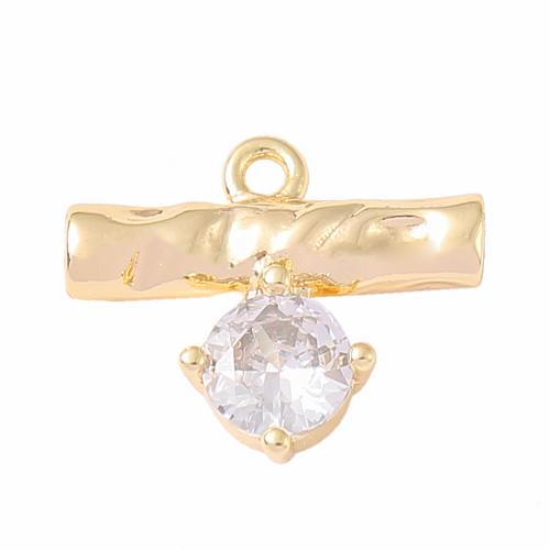 Cubic Zirconia Brass Pendants, real gold plated, DIY & micro pave cubic zirconia 