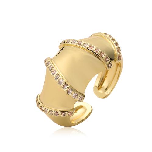 Anillo de dedo de cobre amarillo zirconia pavimenta Cubic, metal, chapado, micro arcilla de zirconia cúbica & para mujer, dorado, Vendido por UD[