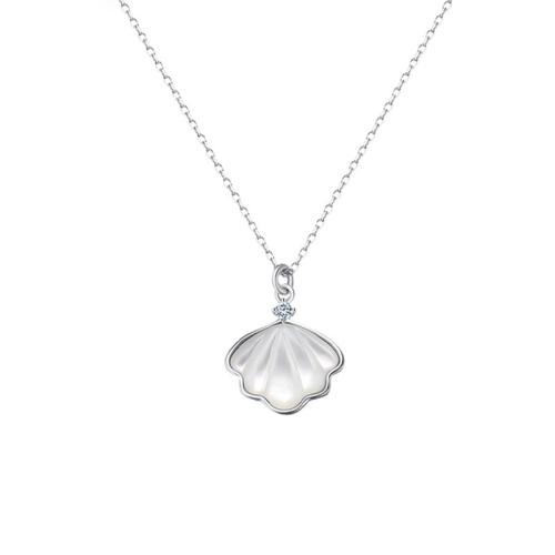 Cubic Zircon Micro Pave Brass Necklace, with Pearl Oyster, micro pave cubic zirconia & for woman Approx 21-50 cm [