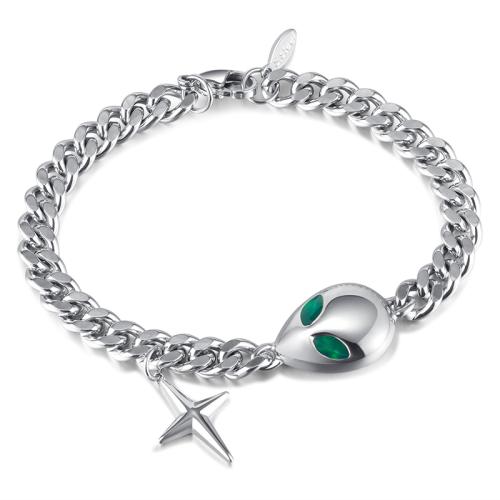 Stainless Steel Charm Bracelet, Titanium Steel, plated, micro pave cubic zirconia & for man, original color 