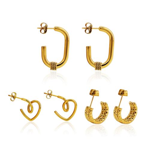 Boucles d'oreilles en acier titane, Placage, styles différents pour le choix & pour femme, plus de couleurs à choisir, Vendu par paire