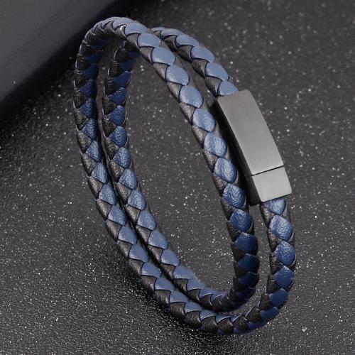 bracelet de cordon en PU , Acier titane, avec cordon en cuir, poli, normes différentes pour le choix & pour homme, plus de couleurs à choisir, Vendu par PC[