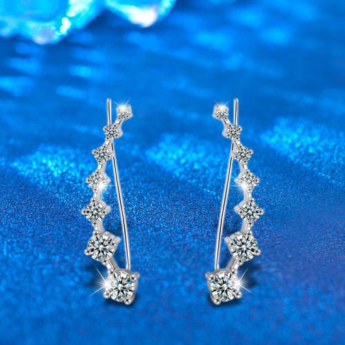 Argent sterling 925 boucle d oreille dormeuse, avec Moissanite, bijoux de mode & pour femme, 30mm, Vendu par paire