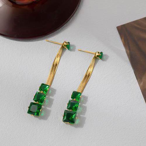 Boucles d'oreilles en acier titane, bijoux de mode & pour femme & avec strass, plus de couleurs à choisir, 45mm, Vendu par paire