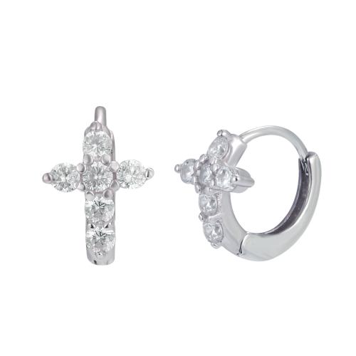 Silver Earring Zircon pavent Sterling, Argent sterling 925, bijoux de mode & pavé de micro zircon & pour femme Vendu par paire